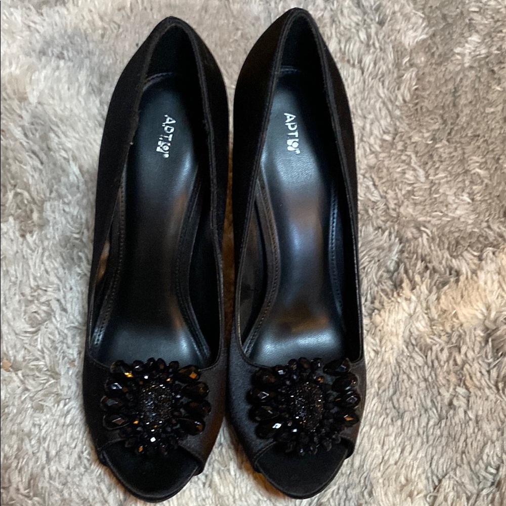 ADT Black Peep-Toe Women's Shoes